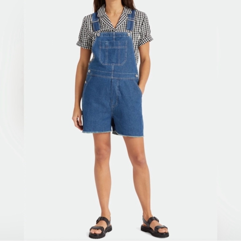 Brixton NEW Women’s Christina Denim Short Overalls in Indigo Rinse Sz.M Retro